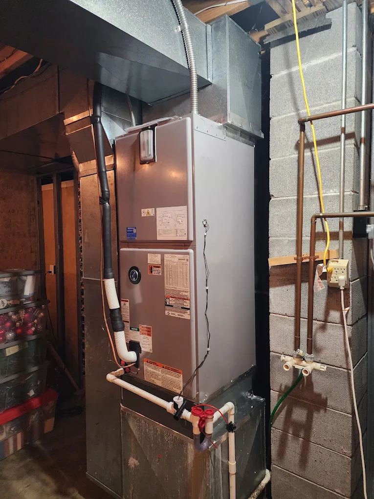 Air handler installed in a block-wall basement