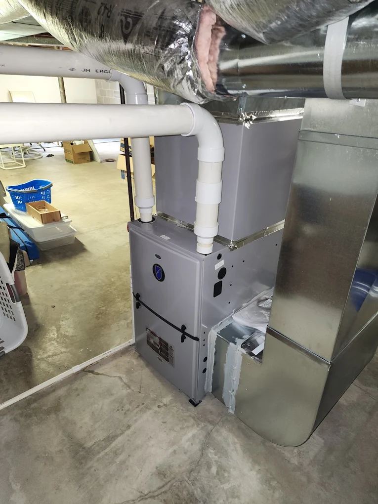Furnace and evaporator coil with new plenum and PVC venting