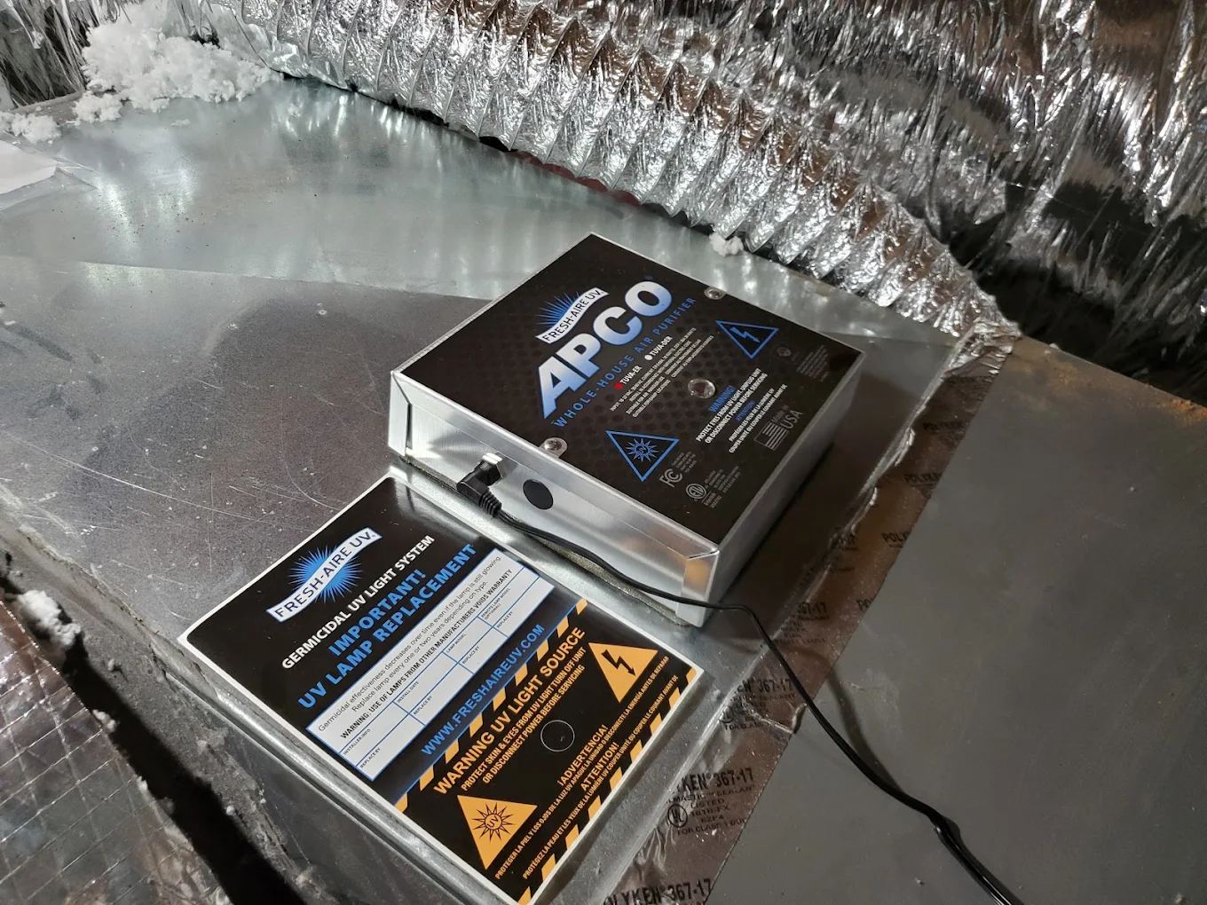 Whole-house germicidal UV air purifier installed by JHC Services